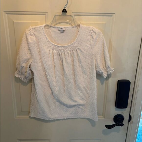 J. Crew Women's White Blouse with Swiss Dot Pattern - Picture 4 of 4